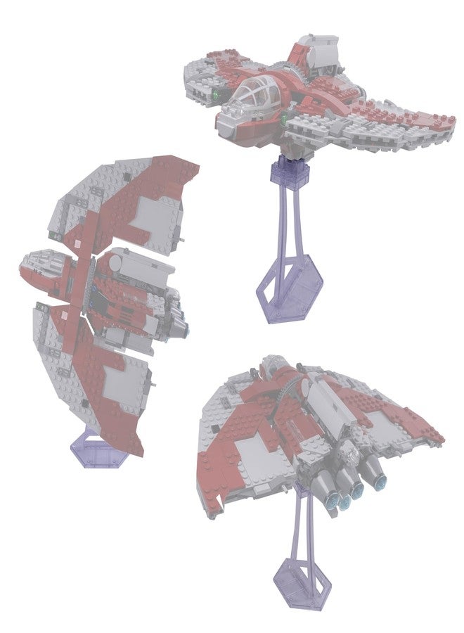 BrickVisions Display Stand for Lego 75362 Ahsoka Tano’s T-6 Jedi Shuttle. Plastic Transparent Angled Display Stand only. - Image 5